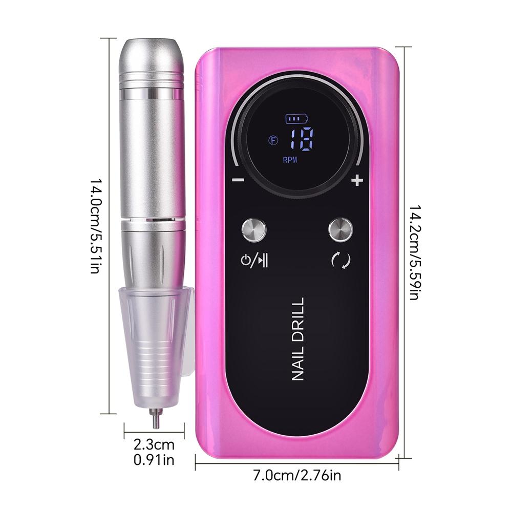 Professional 45000RPM Electric Portable Nail Drill Machine Rechargeable Low Noise Nail Sander File for Manicure Salon Drill Tool