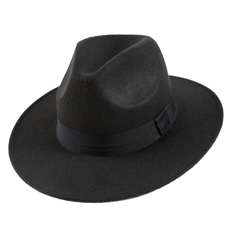 Autumn And Winter Woolen Hat Shanghai Beach Retro Black Woolen Hat Grandpa Gentleman'S Hat Top Hat British Jazz Hat