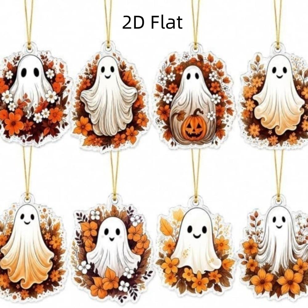 8pcs Pumpkin Halloween Decorations Maple Leaf Ghost Hanging Ornaments  Halloween