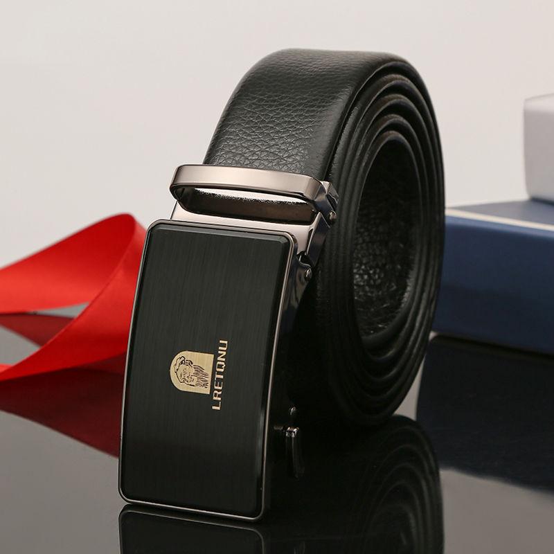 Men'S Cowhide Belt Automatic Buckle Genuine Leather Belt Business Belt Gift Box Belt