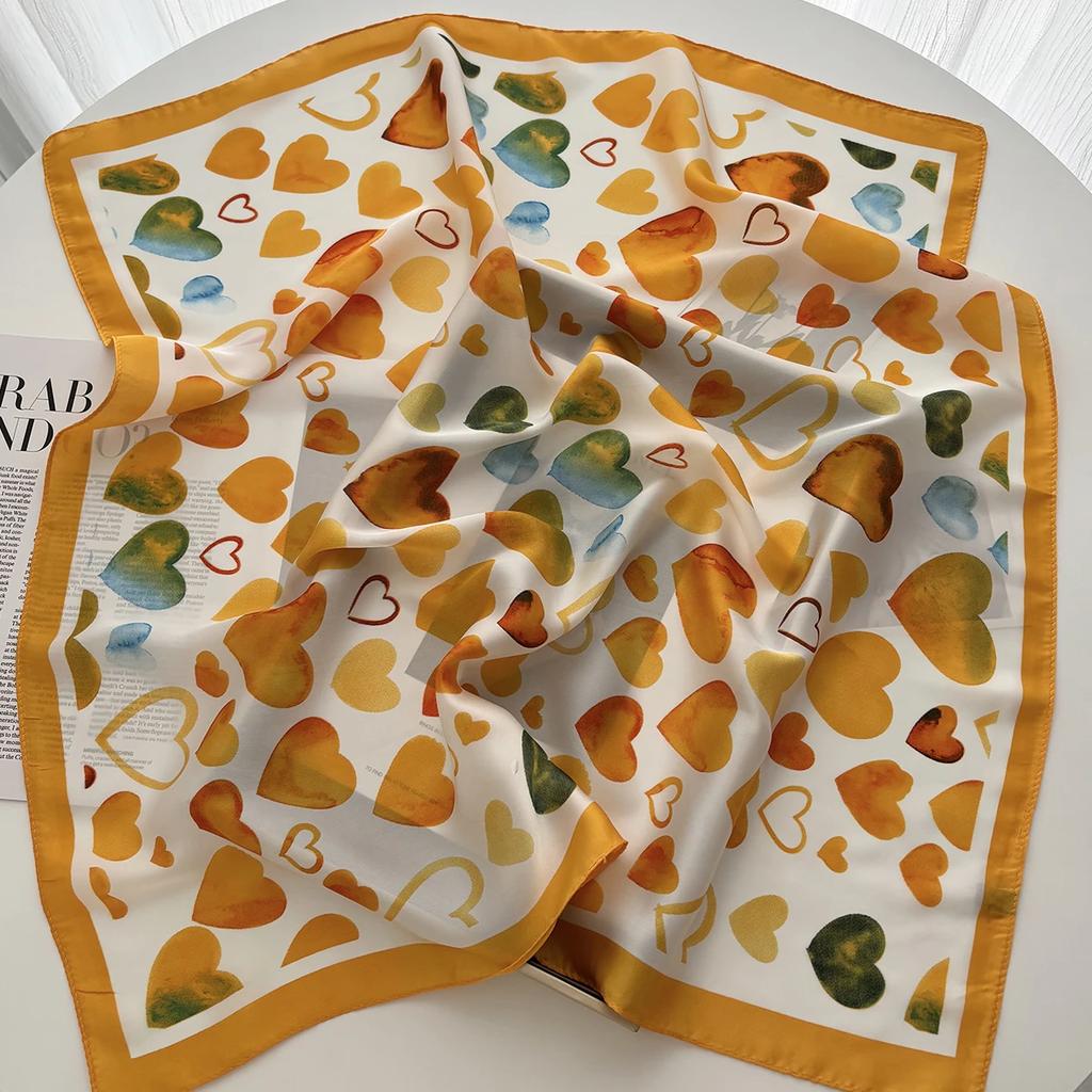 Foulard Quadrato Stampato Morbido Raso di Lusso per Donna Foulard Fascia per Capelli Primaverile Foulard Bandana Echarpe Cravatta Sciarpe