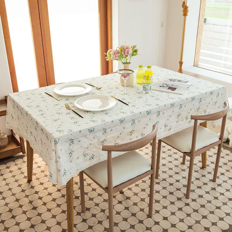 

Little Daisy Waterproof Oil-Proof Cotton Linen Fabrics Tablecloth Fresh Pastoral Ins Style Coffee Table Desk Balcony Tablecloth Lilac on white background (fabric style) 90*90cm
