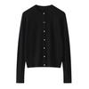 Women's Merino Wool Cardigan - Lightweight, Solid Color, Round Neck, Ideal for Spring & Summer.