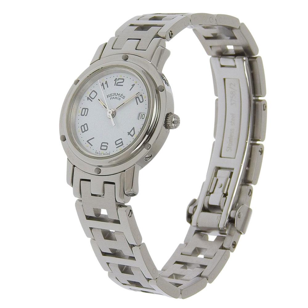 HERMES Clipper Watches CL4.210 whiteDial Stainless Steel Quartz Analog display Women Used
