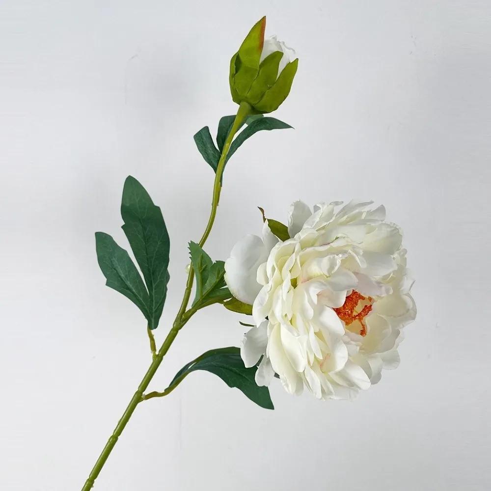 2 Heads Silk Peony Fake Flowers Silk Cloth Real Touch Artificial Flower Branch 68cm Length Fake Flowers Bouquet Home Decoration