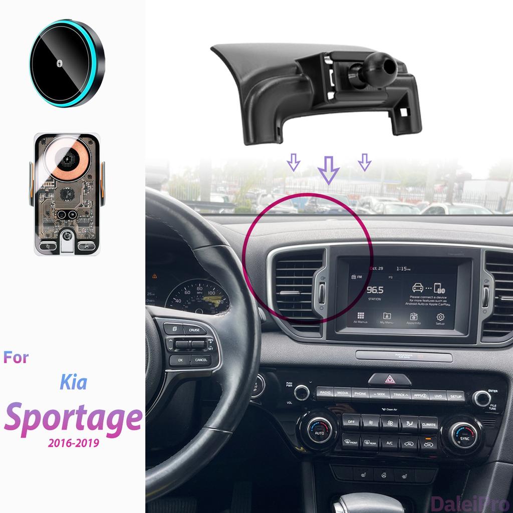 For Kia Sportage QL 2016 2017 2018 2019 Car Phone Holder Wireless Charger Holder Phone Auto-Clamping Strong Magnetic Holder Base