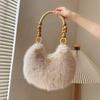 Women's Korean Style Wooden Bead Fluffy Tote: Fashionable Shoulder Bag, Versatile High-Value Design