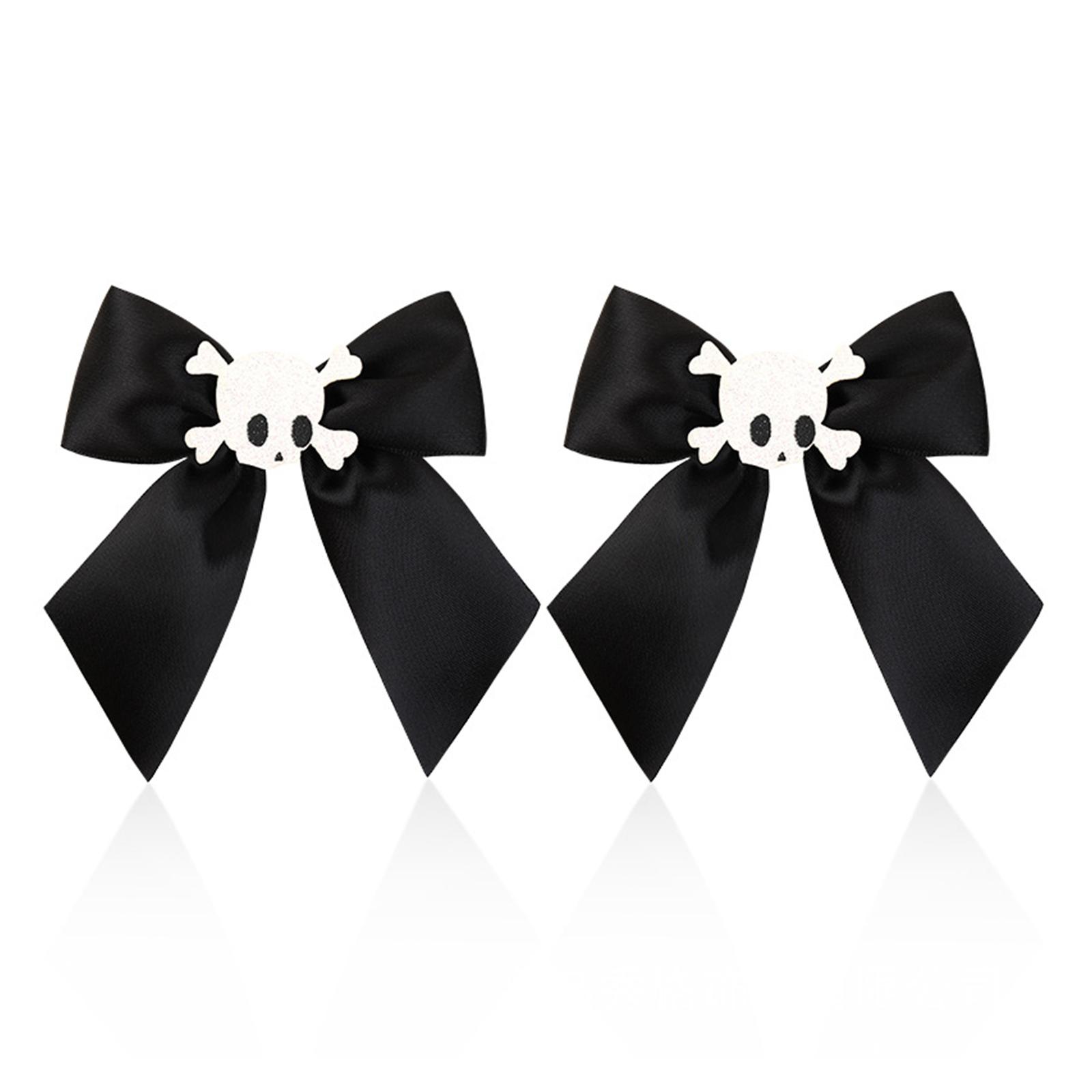 

2pcs/set Punk Hair Clip for Hot Girls Small Bowknot&Skull Shape Hair Barrettes Bangs Hair Barrettes for Teens Girls чёрный