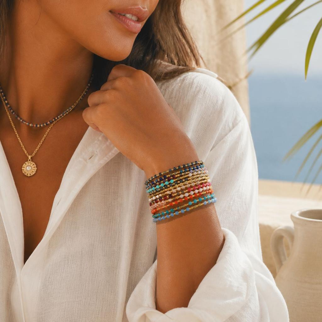 Multi-colored Beaded Light Luxury Hand-woven Hand Rope Female, Bohemian Vacation Glass Rice Bead Bracelet Tide