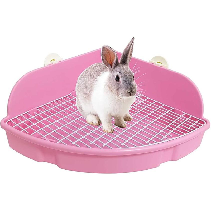 kathson Large Rabbit Litter Box Bunny Corner Toilet Box Potty Trainer Bigger Pet Pan Small Animal Cage Toilet Bedding Box Fanshaped for Adult Guinea