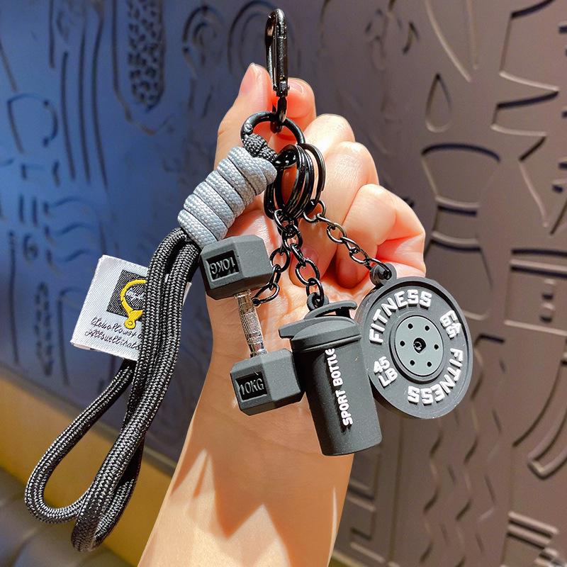 Fitness Dumbbell Keychain: Sports Accessory for Backpack, Water Bottle, or Keyring Decoration