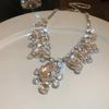 Shiny Rhinestone Crystal Necklace for Women Luxury Party Wedding Necklace Geometric Water Drop Collarbone Necklaces Jewelry