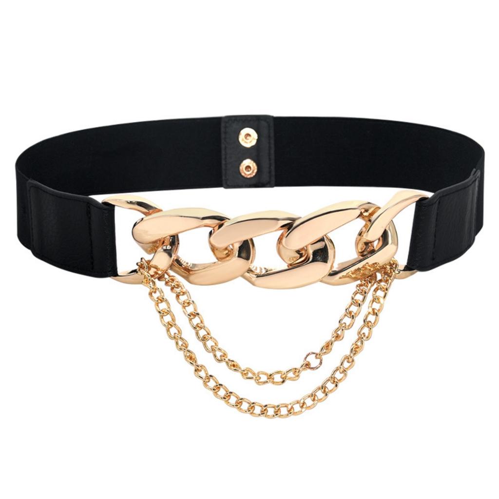 Punk Elastic Waist Belt Versatile Elastic Women's Decorative Wide Waist Zipper