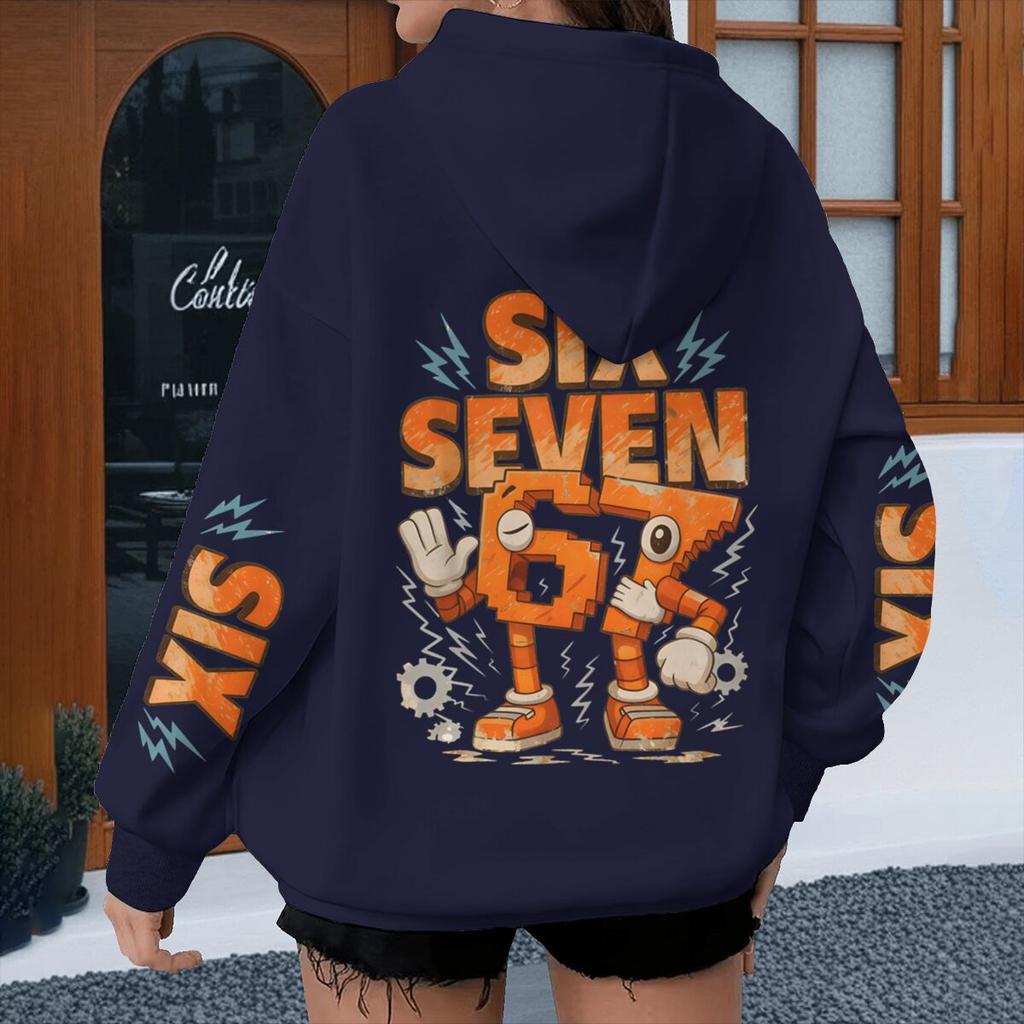 Cartoon 67 Six Seven Hoodies Men Women Meme Six Seven Cartoon Print Pullover Casual 67 Trend Hoody