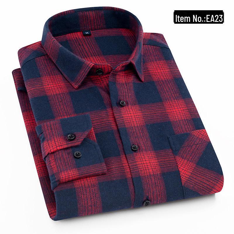 Men's Vintage Plaid Lapel Shirt Jacket - Long-Sleeve Casual Wear for Spring and Autumn