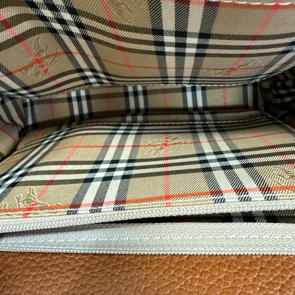 Burberrys 2-Wege Vintage V-Leder Umhängetasche Braunes Leder Gebraucht