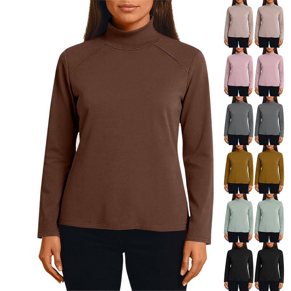Women's Fashion Solid Colour Long Sleeve Fleece Thickened Top