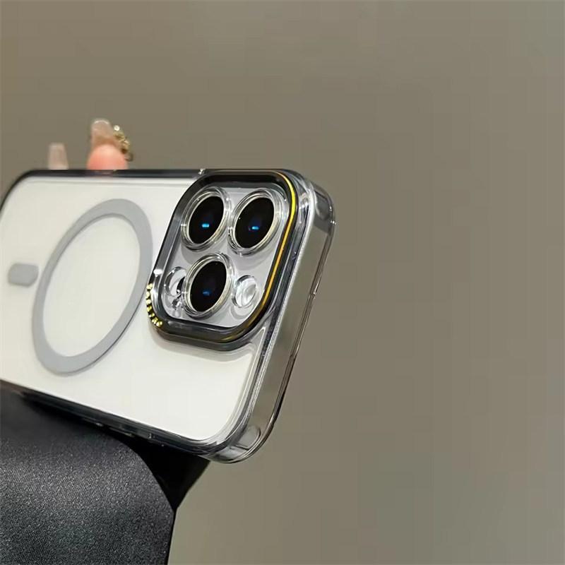 Transparente Hülle mit Acrylbeschichtung für Magsafe für iPhone 16 15 14 13 Pro Max Plus magnetische Abdeckung für kabelloses Laden Objektivschutz