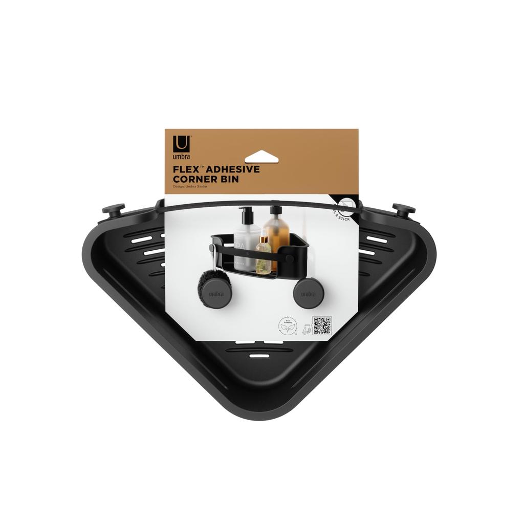Official Umbra Flex Adhesive Corner Black Bin,