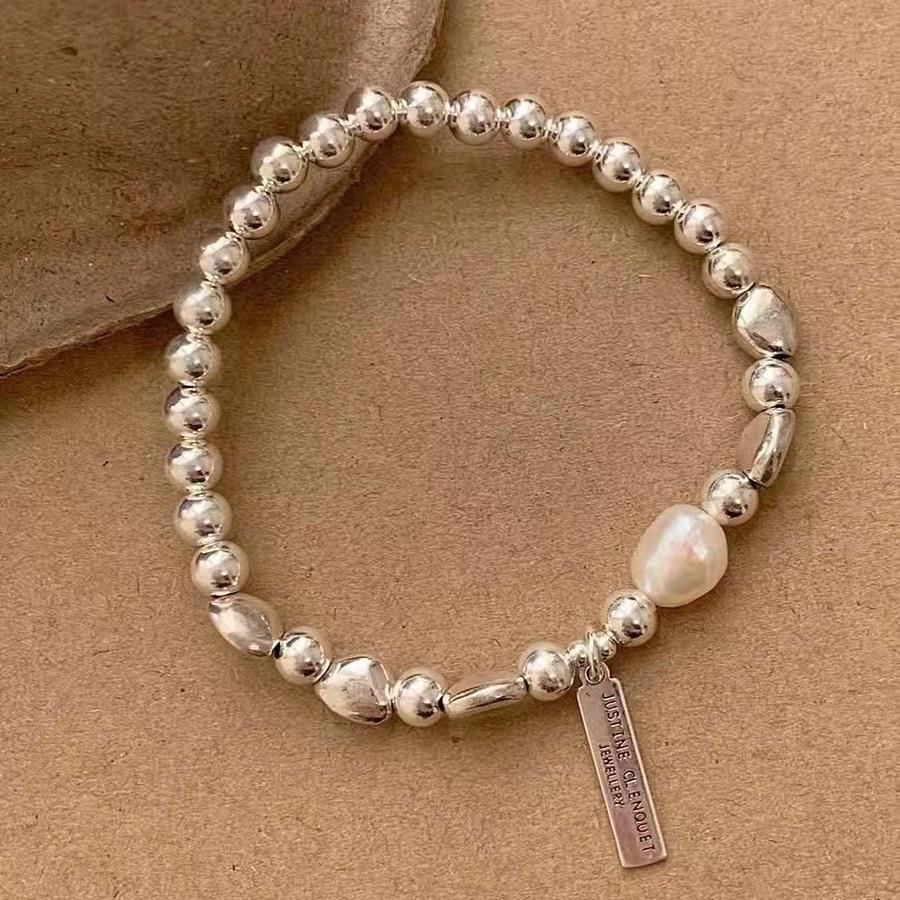 Silver Pearl Sophisticated Geometric Bracelet Exquisite Handcrafted Gift Womens