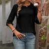 Women's Casual T-shirt Medium-sleeved Waffle Temperament Elegant