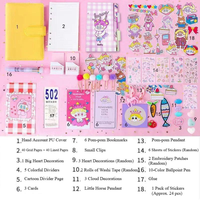 Fairy Instagram Style Hand Account Book Set Cute Macaron Color Girlish Notebook Journal with Stickers and Decorative Accessories Perfect Gift for Girl
