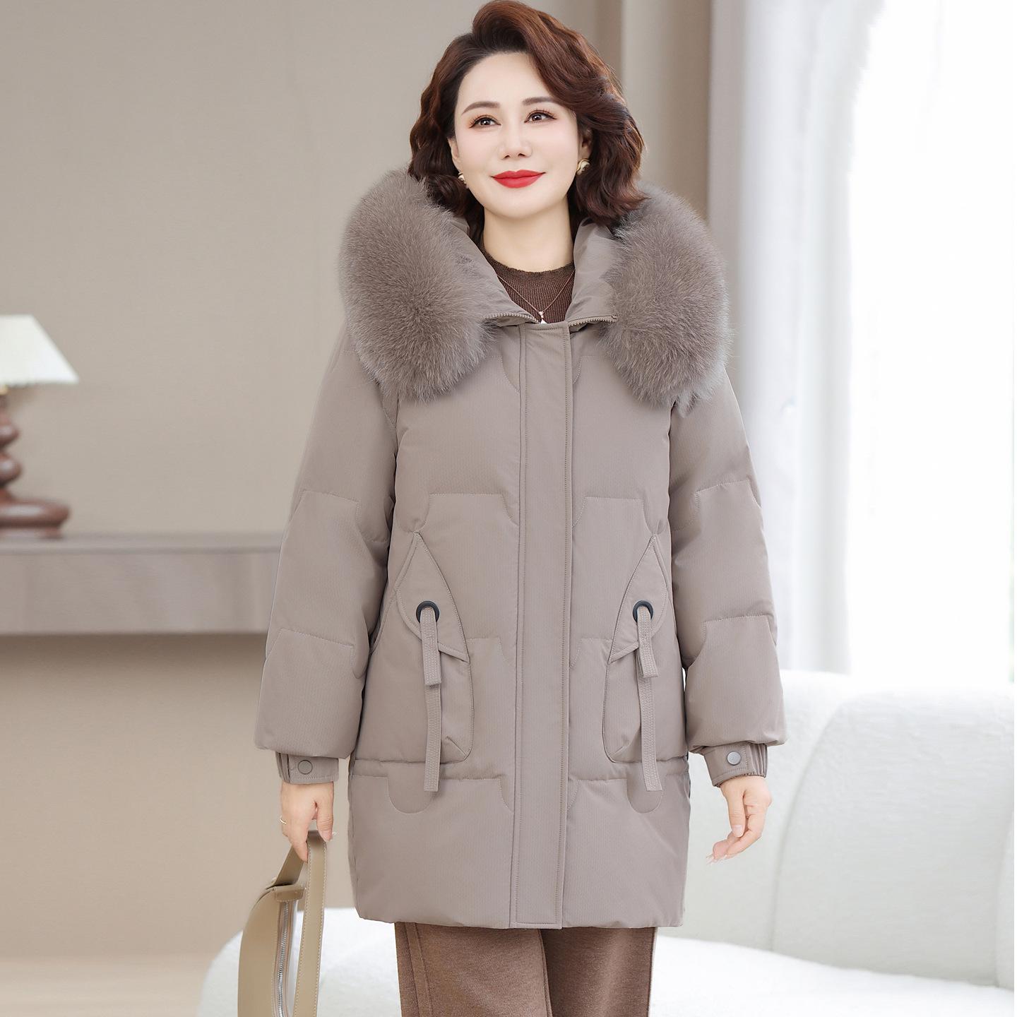 

Зимний пуховик средней длины с меховым воротником для женщин - Стильный и теплый для мам среднего и пожилого возраста 6XL (160-175 lbs)