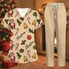 Damen-Uniformset mit kurzärmeligem Weihnachtsdruck-Oberteil und Hose, 2-teiliger Pflegekraft-Kittel