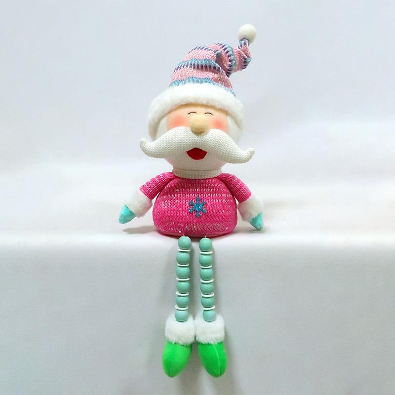 Telescopic long-legged plush doll creative Christmas ornament ornament cartoon Santa Claus shape fabric doll