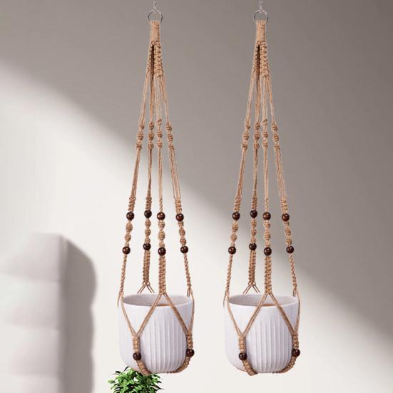 Macrame Plant Hanger Boho Hanging Planter Holder Cotton Rope Flower Pot Hanger for Home Patio Garden Decor