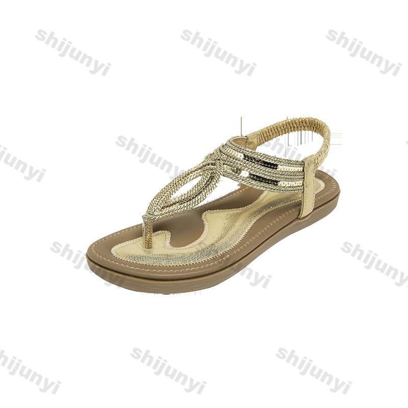 Women's Flats 2025 Summer Fashion Outdoor Non Slip Clip Toe Roman Sandals Lightweight Comfortable Breathable Luxury Casual Shoes