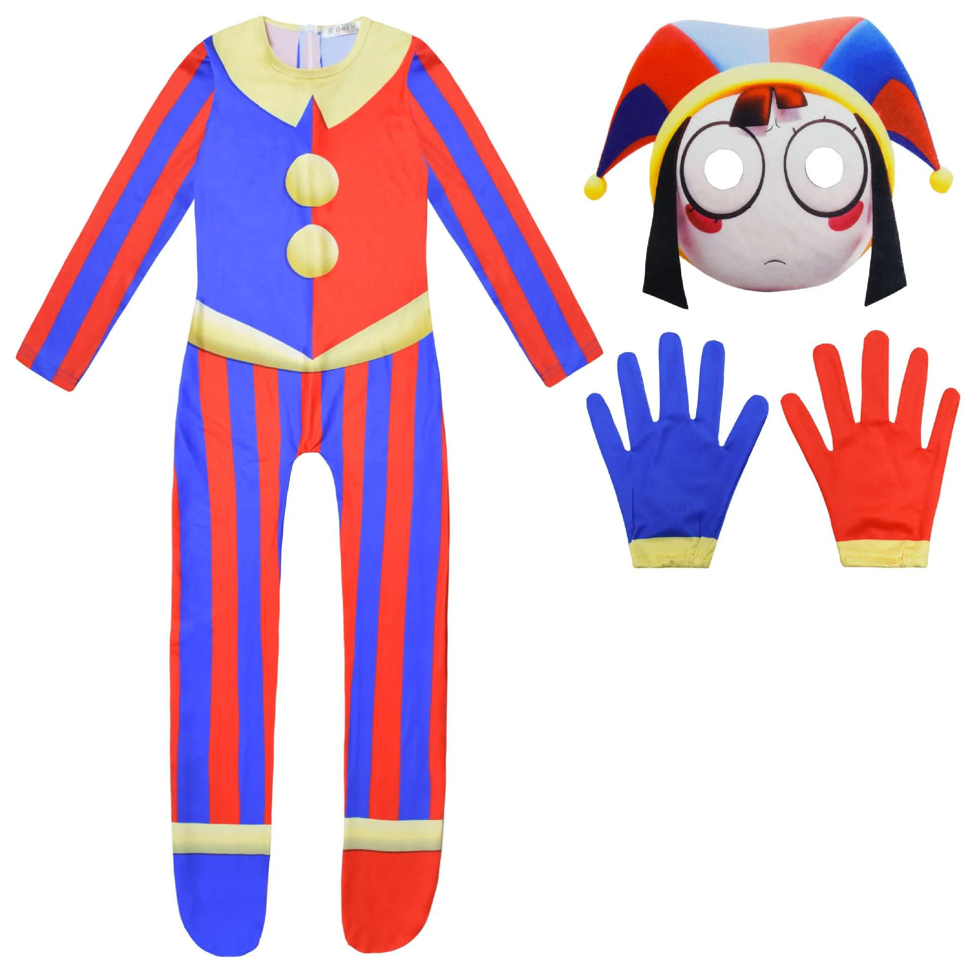 AIAI 2025De Geweldige Kostuum Kinderen Meisjes Pomni Cosplay Digitale Circus Halloween Jumpsuit Carnaval Verjaardag P 120cm&pomni blue
