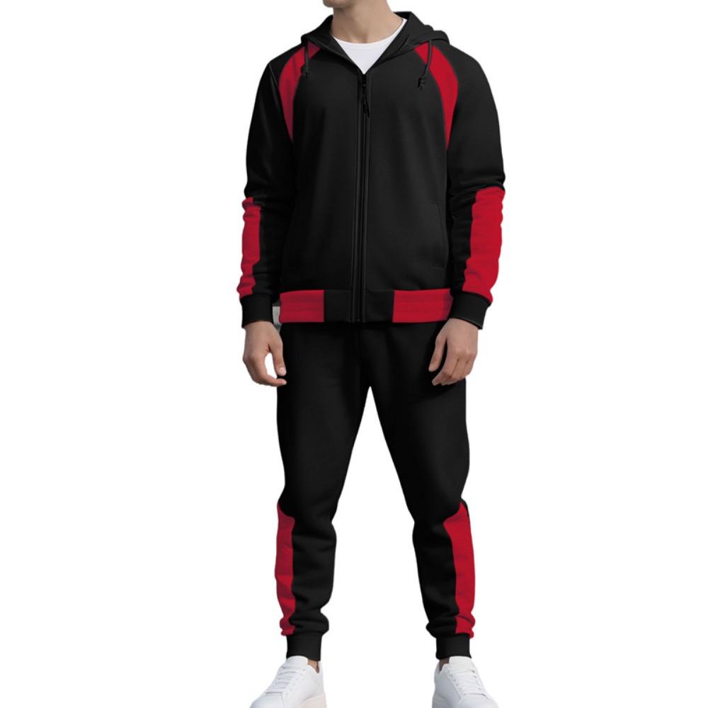 Conjunto de Fato de Treino Masculino com Capuz Outono Inverno 2025 Jaqueta com Zíper e Calças Conjunto de 2 Peças Roupa Casual Desportiva Conjuntos Masculinos