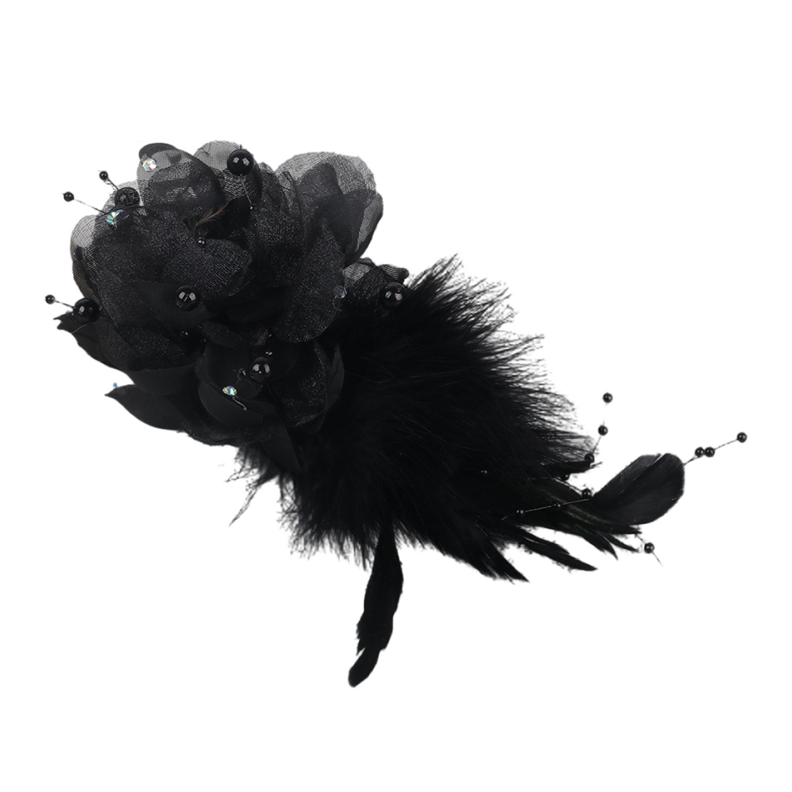

Брошь Перо Цветок Элегантный Дизайн Водонепроницаемая Синтетическая Ткань Быстрая Застежка Петличный Значок Подходит для Использования на Торжественном Мероприятии чёрный