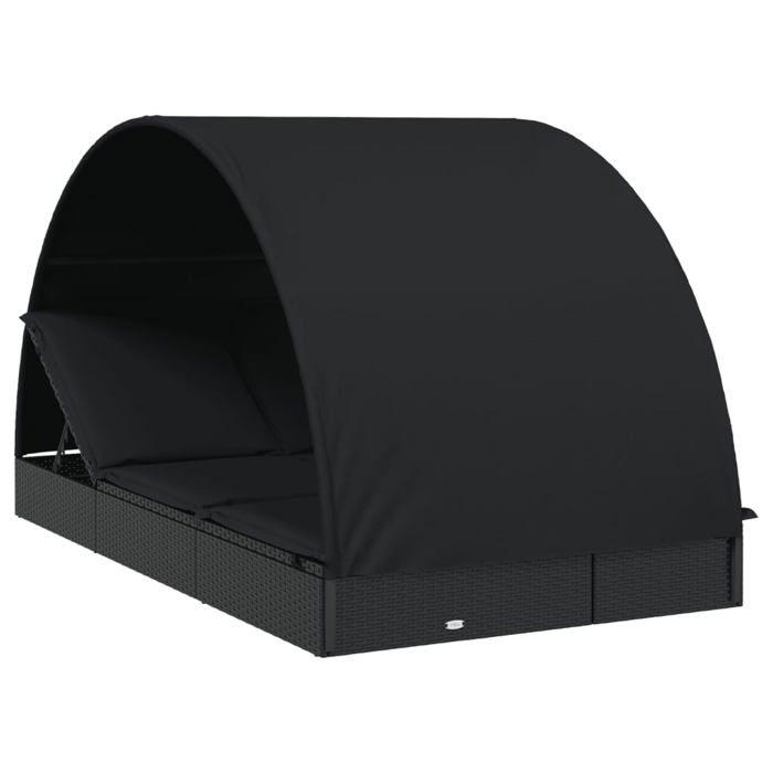 VidaXL 2-seater Sunbed with Round Black Roof 211x112x140 Cm, Lounge Chair, Outdoor Lounge Chair, Daybed, Bed of 319656
