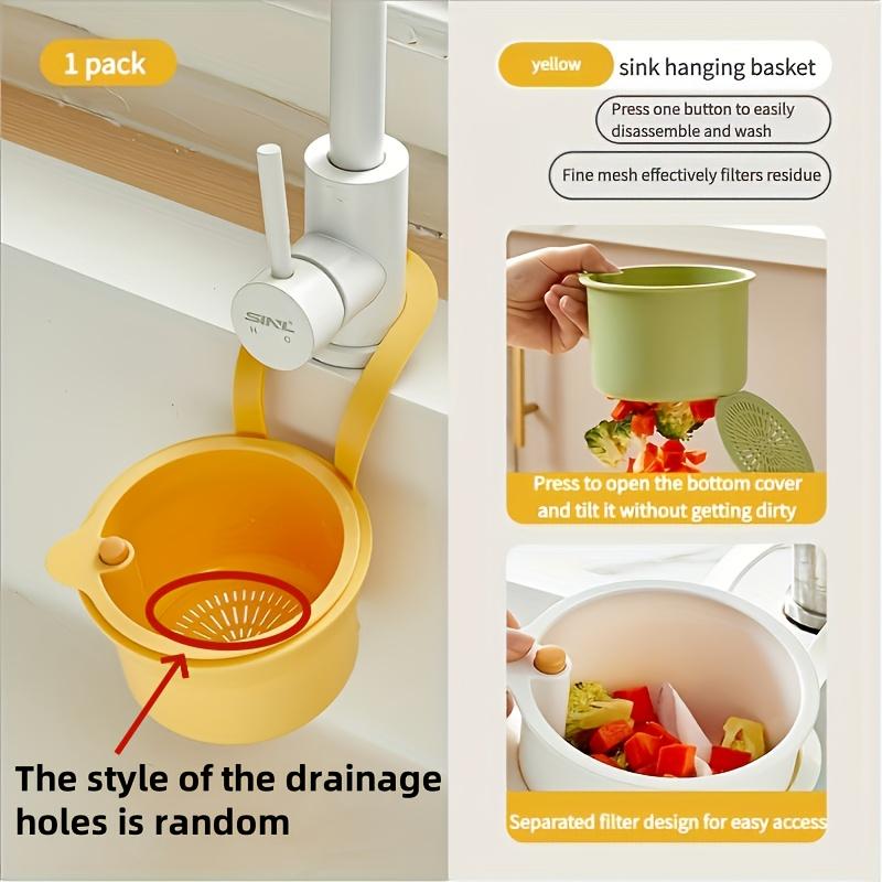 

Многофункциональная подвесная корзина для раковины-фильтра - Кнопочный слив и конструкция для хранения, Отдельный фильтр, Хранение для кухни и ванной комнаты жёлтый