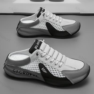 Pantoufles d'été pour hommes 2025 Intérieur Extérieur Maison Demi-pantoufles Maille Respirante Chaussures de sport Grande Taille 39-47 Haute qualité