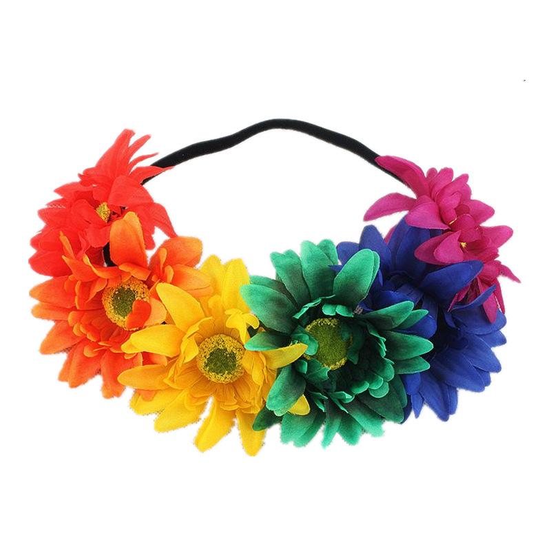 Sonnenblume Elastisches Stirnband Ungiftig Böhmische Haaraccessoires Blumenkranz Verstellbar Künstliche Gänseblümchen Blumen-Stirnband