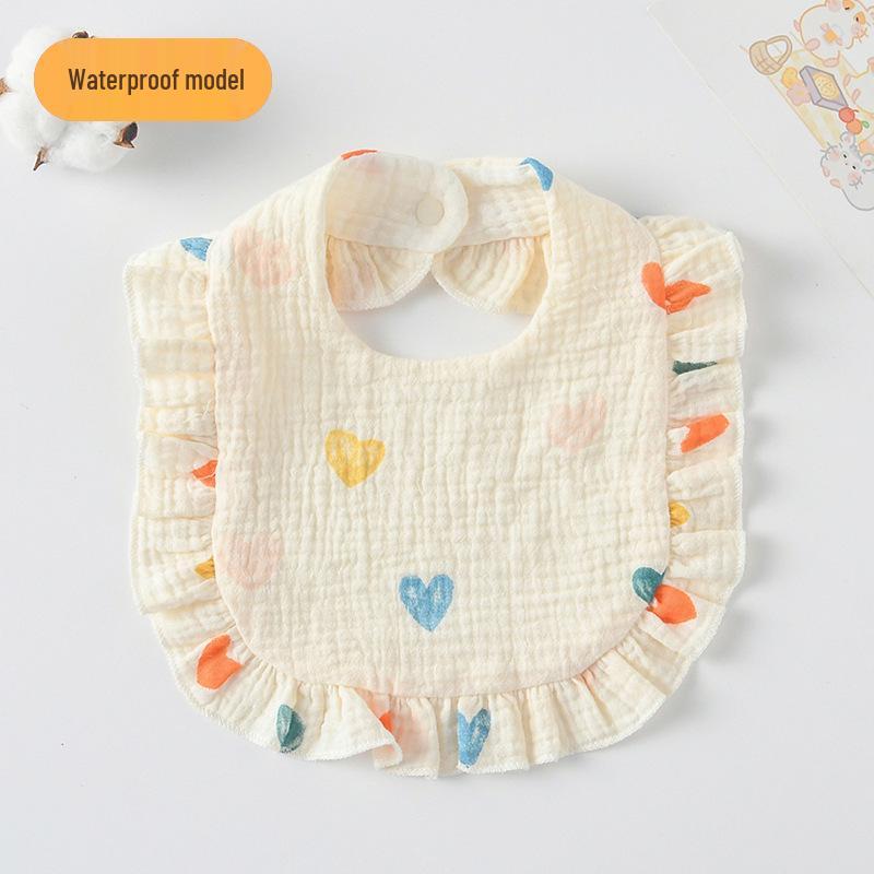 Ruffle Lace Waterproof Cotton Baby Bib (Seven-Layer Gauze)