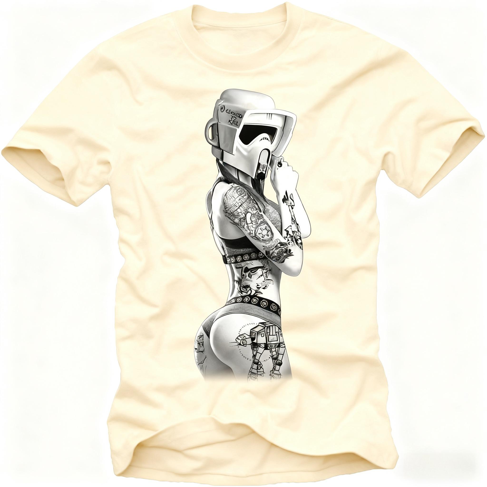 

Stromtrooper Tattoo Tshirt Homme Pin Up Girl Ink Wars Pattern T-shirts Round Neck Short Sleeve Plus Size Fashion Casual Tops 4XL