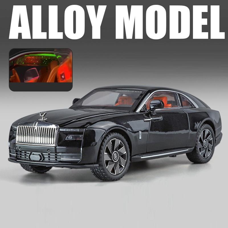 

1:24 модели-игрушки Rolls-Royce Spectre Streets с подсветкой, звуком, амортизацией, звездным небом, модели автомобилей для рабочего стола, подарок чёрный