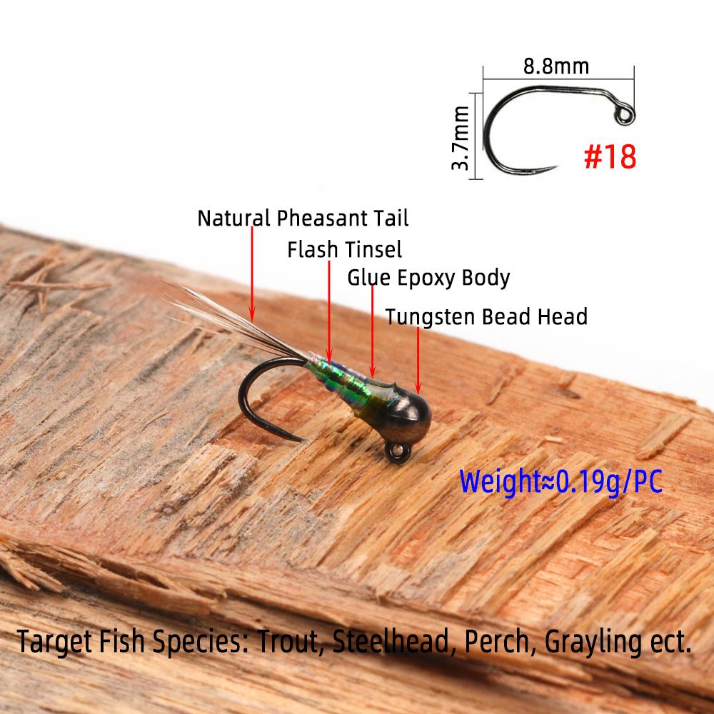 6PCS Perdigon Nymph or Euro Nymph for Weighted Fly Fishing Nymph Fast Sinking Trout, Grayling Fishing Lures