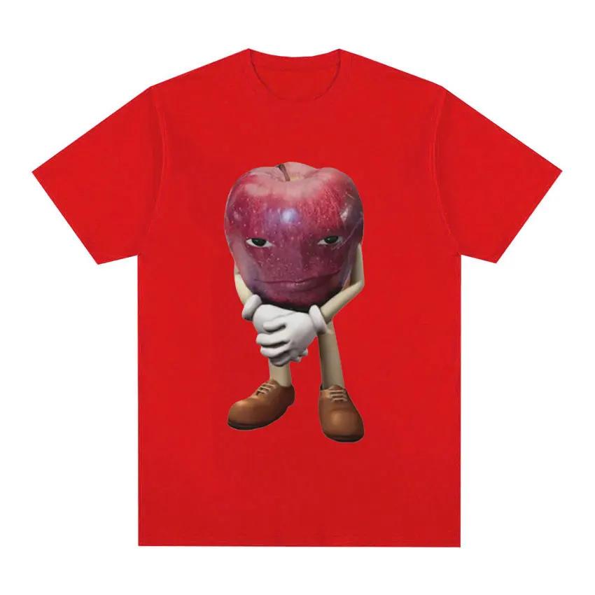 Summer Round Neck Funny Apple Pattern Top Fashionable Casual Pure Cotton Short Sleeved Men's and Women's Unisex T-shirts