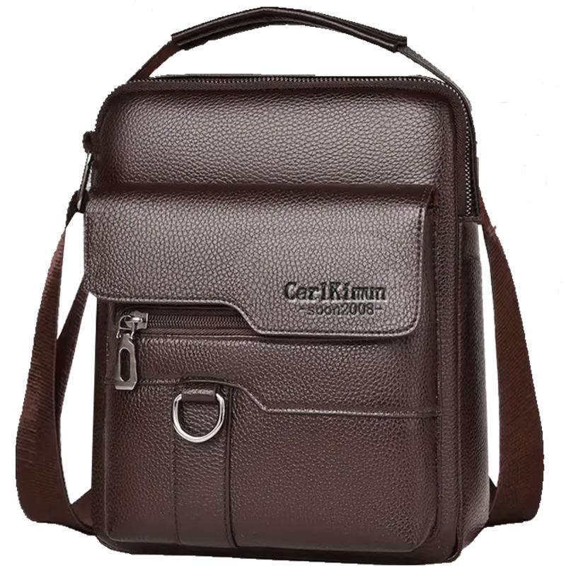 Multi-purpose men's shoulder bag for work, PU crossbody briefcase with handle, professial casual daypack