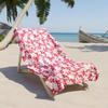 1pc Pink Floral Pattern with Red and White Blooms 2D Printed Microfiber Beach Towel, quick dry super absorbent. Great for beach