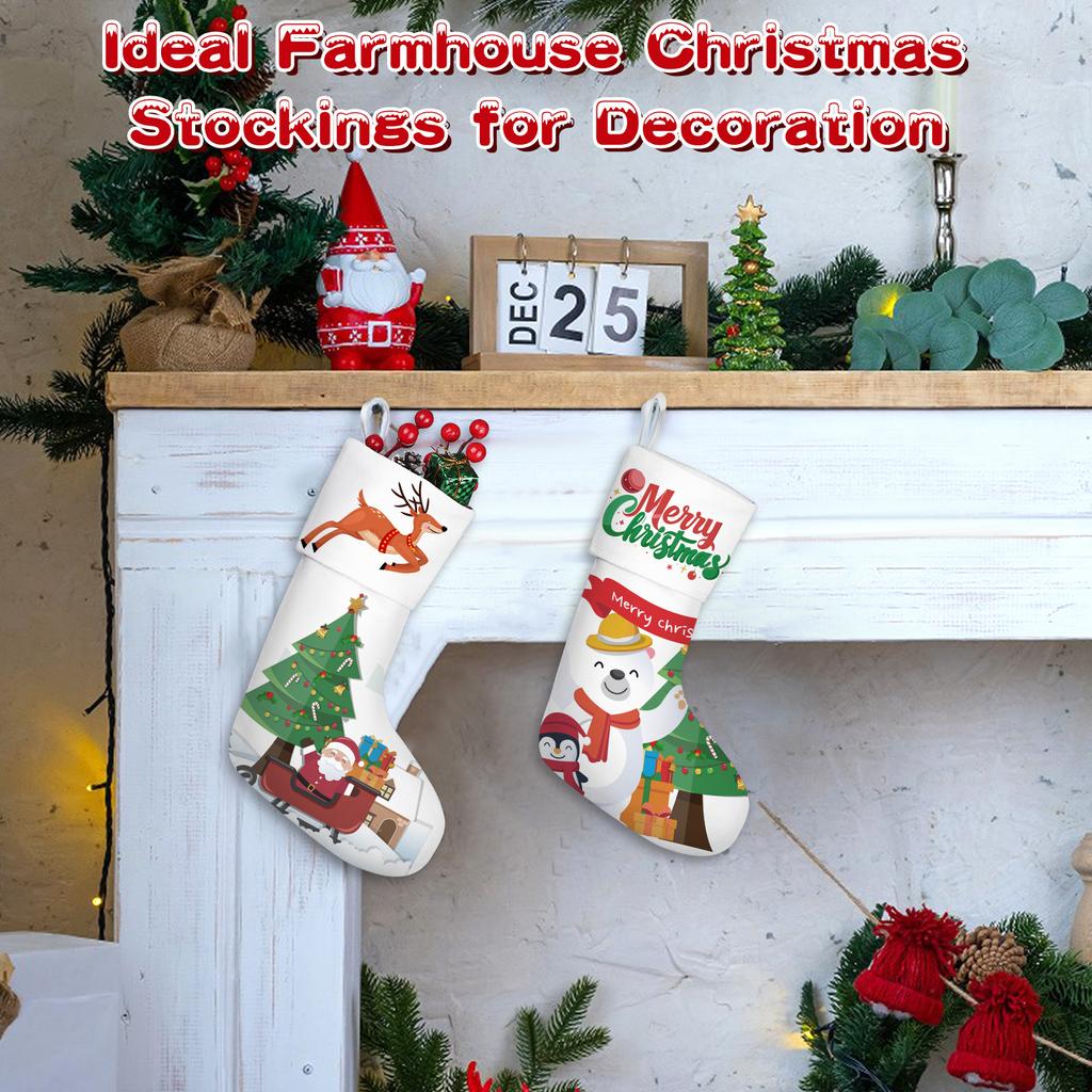 30 Pezzi Calze di Natale per Sublimazione Calze di Natale in Stile Rustico Calze da Appendere al Camino Cotone Vuote Fai da Te Trasferimento a Caldo