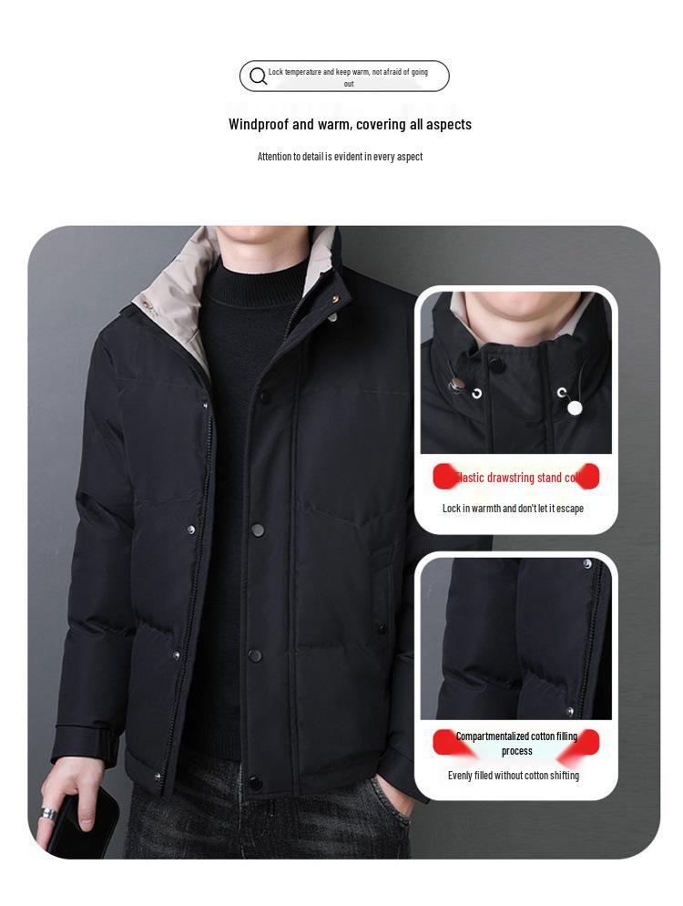 Men's Thickened Stand Collar Cotton Jacket - Casual, Warm, Trendy, Versatile Winter Coat