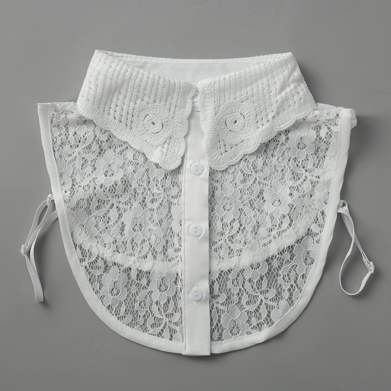 Solid Color Hollow Lace Fake Collar Female, Versatile Fake Collar Decorative Collar, Can Be Matched With Sweater Shirt Fake Collar