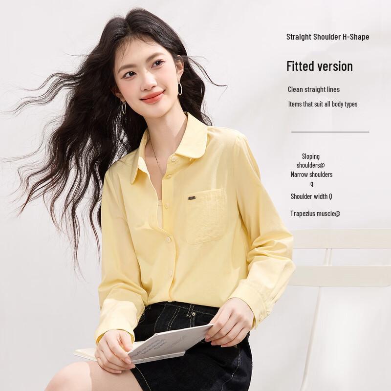 

Women s Basic Long-Sleeve Lapel Shirt XXL