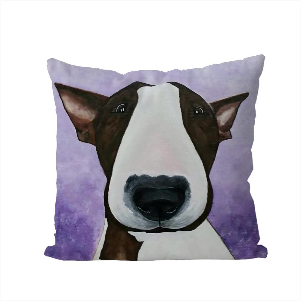 Bull Terrier Pillow Case For Car Sofa Decorative Home Doublesided Print Plush Square Throw Pillow Cushion Cover 30x30cm